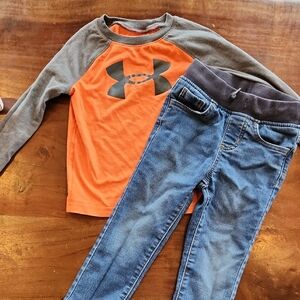 Under Armour Orange and Gray Long Sleeve with Blue Jeans